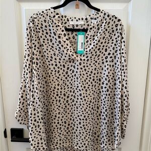 Lush Black and Cream Patterned Blouse